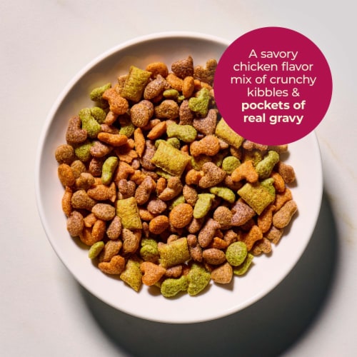 Meow Mix Gravy Bursts Savory Chicken Flavor Mix with Gravy Filled Pieces, Dry Cat Food, 3 Pound Bag Perspective: top