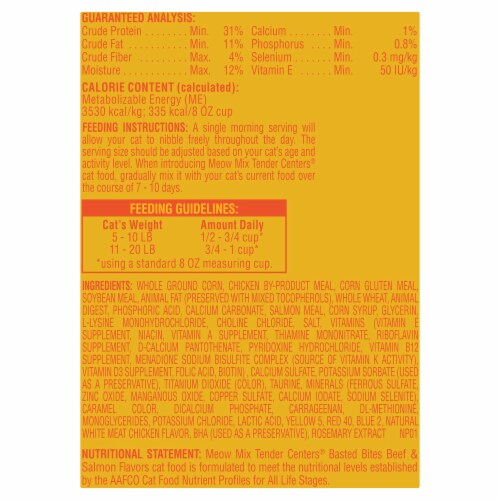 Meow Mix Tender Centers Dry Cat Food with Basted Bites, Beef & Salmon Flavors Perspective: top