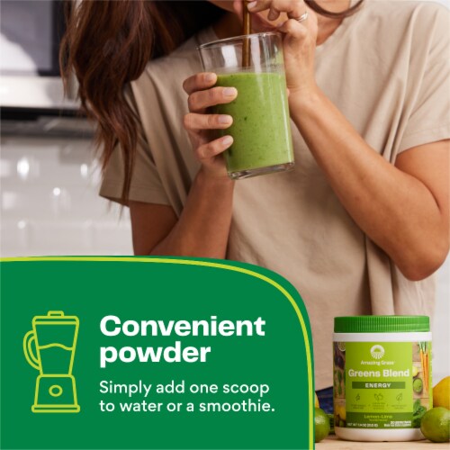 Amazing Grass Energy Lemon Lime Greens Blend Powder 7g Perspective: top