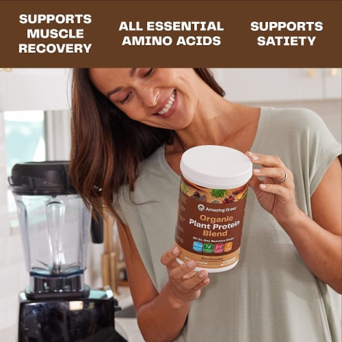 Amazing Grass Organic Plant Protein Blend: Vegan Rich Chocolate Protein Powder Perspective: top