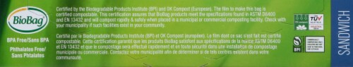 BioBag Resealable Compostable Sandwich Bags Perspective: top