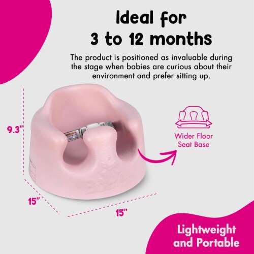 Bumbo Baby Infant Soft Foam Wide Floor Seat with Adjustable Harness, Cradle Pink Perspective: top