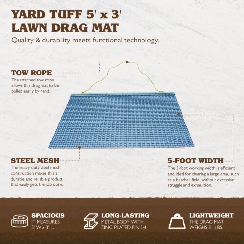 Yard Tuff 53HPDM ATV/UTV 5' x 3' Zinc & Steel Field Surface Leveling Drag Mat Perspective: top