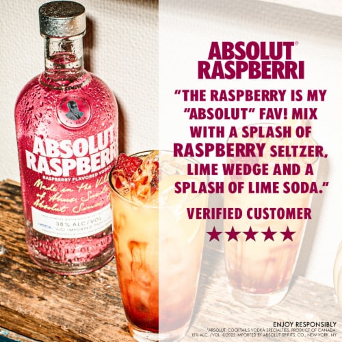 Absolut Raspberri Raspberry Flavored Vodka Perspective: top