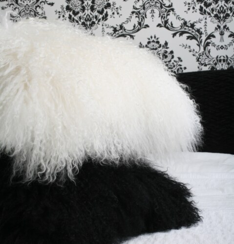 Casa Mia 100% Mongolian Sheep Fur Throw Pillow Perspective: top