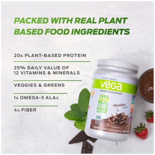 Vega™ Essentials Shake Plant-Based Vanilla Protein Powder Drink Mix Perspective: top