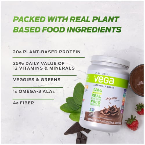 Vega™ Essentials Shake Plant-Based Vanilla Protein Powder Drink Mix Perspective: top