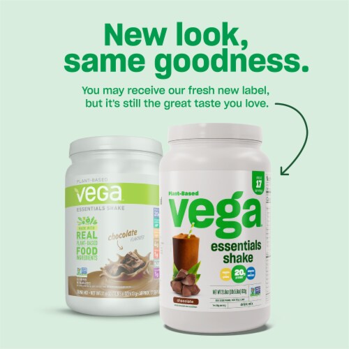 Vega Essentials Shake Plant-Based Mocha Protein Drink Mix Powder Perspective: top