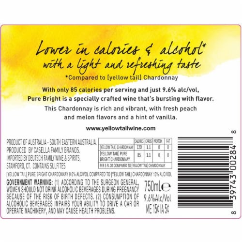 Yellow Tail Pure Bright Chardonnay Australia White Wine Perspective: top