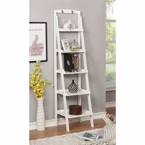 Furniture of America Jameson Contemporary Wood 5-Tier Bookshelf in White Perspective: top