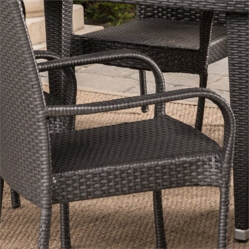 Noble House Sophia 7 Piece Wicker Oval Patio Dining Set in Gray 1 King Soopers
