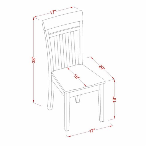 East West Furniture Capri 11  Wood Dining Chairs in Mahogany (Set of 2) Perspective: top
