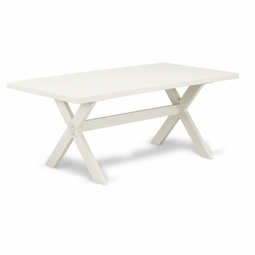 QUPL7-WHI-W 7 PC dinette Table set -Table and 6 Dining Chairs Perspective: top