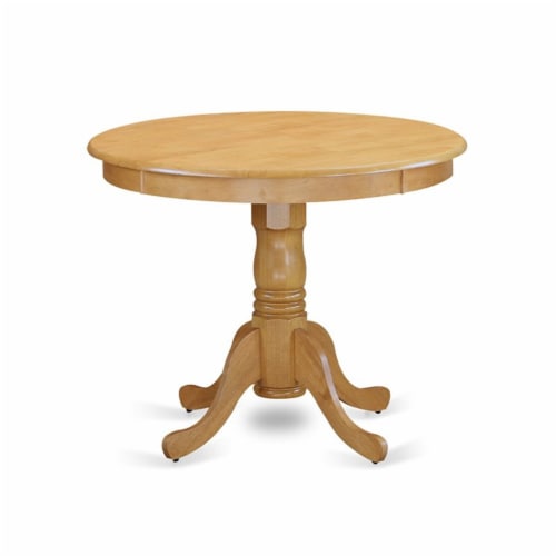 East West Furniture Antique 3-piece Small Dining Table and Chair Set in Oak Perspective: top