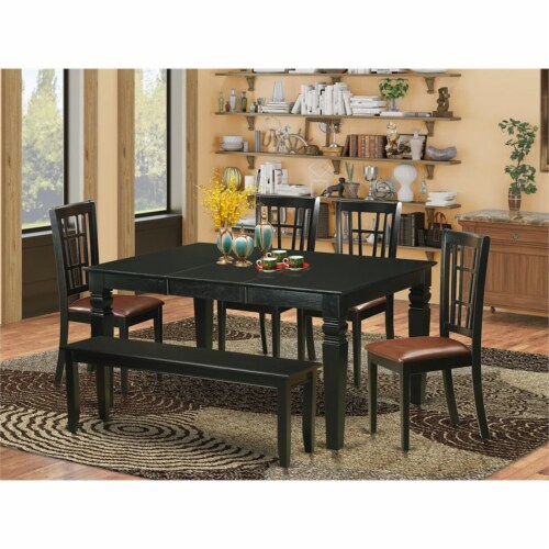 East West Furniture Weston 6piece Wood Kitchen Table Set in Black, 1