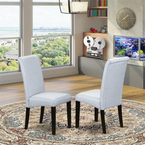 East West Furniture Barry 42  Wood Dining Chairs in Black/Gray (Set of 2) Perspective: top
