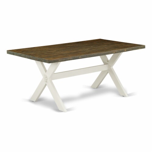 East West Furniture Monza 5-piece Wood Table and Dining Chairs in Linen White Perspective: top