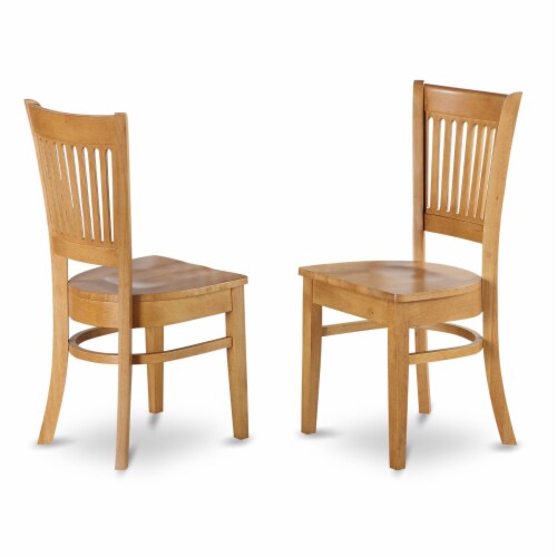 East West Furniture Dublin 3-piece Table and Dining Slatted Back Chairs in Oak Perspective: top
