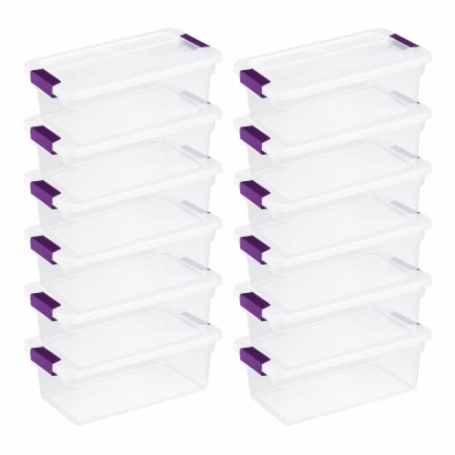 Sterilite 6 Qt Clear View Box Clear with Latches Purple