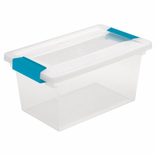 Sterilite Clear Medium Storage Tote, 12 Pack, and Large Storage Tote, 12 Pack Perspective: top
