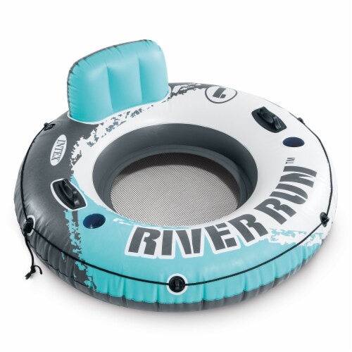 Intex River Run Inflatable Floating Water Tube Lake Pool Ocean Raft, Red & Blue Perspective: top