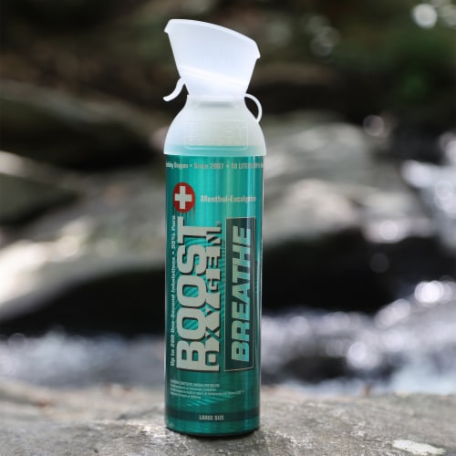 6 Pack 10L Boost Oxygen Natural Portable Pure Canned Oxygen, Menthol Eucalyptus Perspective: top