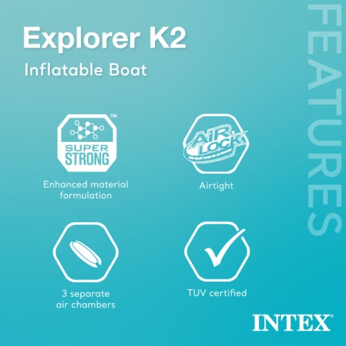Intex Explorer K2 Yellow 2 Person Inflatable Kayak with Oars & Air Pump (2 Pack) Perspective: top