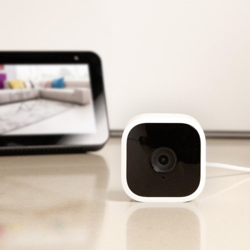 Blink Mini Indoor Plug-in Smart Surveillance Camera - White Perspective: top