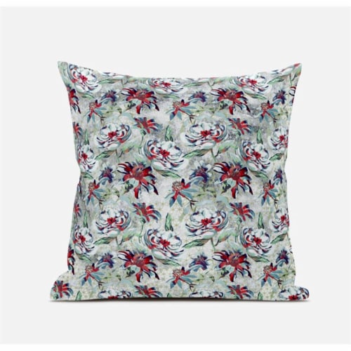 Roses Sprayed Stars Throw Fabric Pillow in Light Blue Pink Green 18x18 Perspective: top