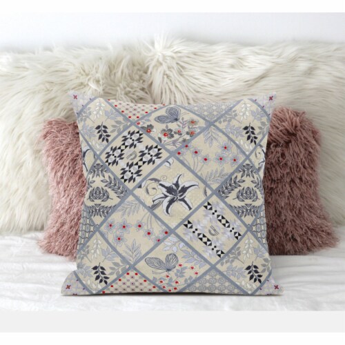 Fall Patch Snowflowers Suede Zippered Pillow With Insert In Dark Green Peach Perspective: top