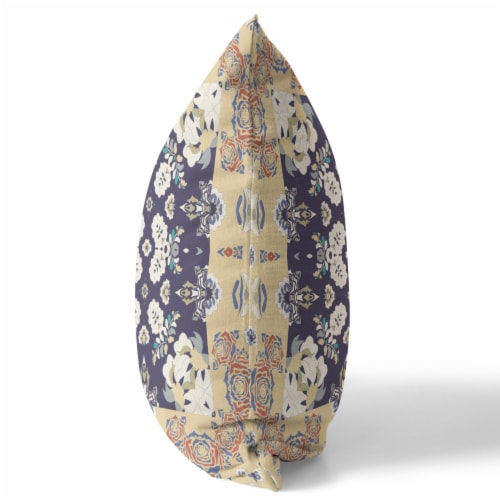 Rose Box Suede Zippered Pillow W Insert By Amrita Sen In Yellow And Navy Perspective: top