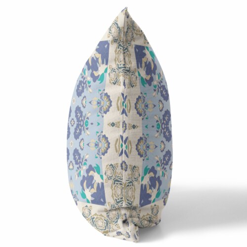 Rose Box Broadcloth Indoor Outdoor Blown And Closed Pillow In Off White Blue Perspective: top