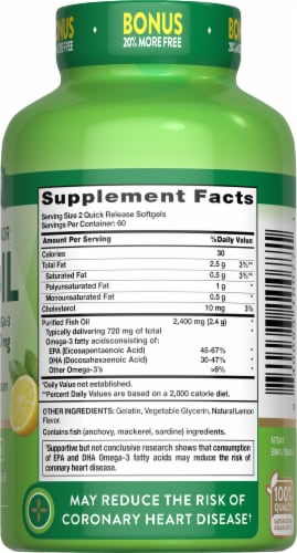 Nature’s Truth Fish Oil 2,400mg per 2 Lemon Flavor 100+20 SG Perspective: top