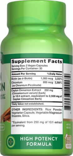 Nature's Truth Super Ceylon Cinnamon 2,500 mg plus Biotin & Chromium Perspective: top