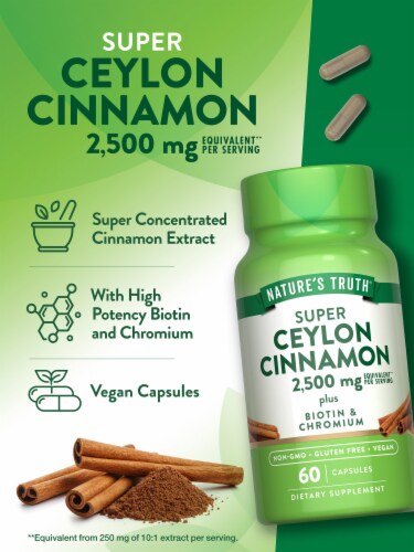Nature's Truth Super Ceylon Cinnamon 2,500 mg plus Biotin & Chromium Perspective: top