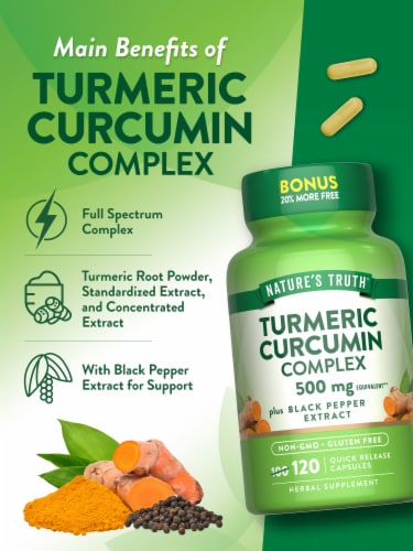 Nature’s Truth Turmeric Cmplx 500 mg+Blk Pep 100+20 Caps Perspective: top
