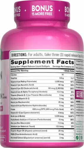 Nature's Truth® Hair, Skin, Nails with Biotin 165 Softgels Perspective: top