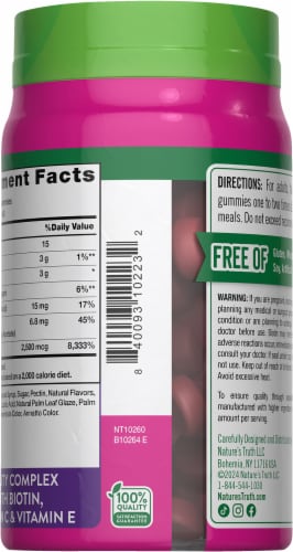 Nature's Truth Gorgeous Hair, Skin, Nails Gummies with 2,500 mcg Biotin Perspective: top