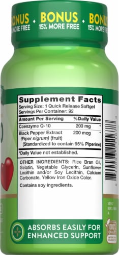 Nature’s Truth Co-Q-10 200mg 80 + 12 Softgels Perspective: top