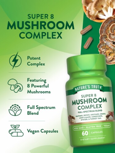 Nature's Truth Super 8 Mushroom Complex 60 Caps Perspective: top
