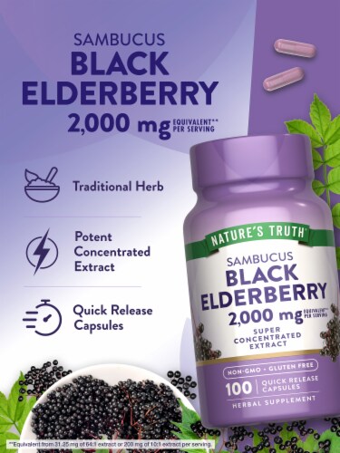 Sambucus Black Elderberry 100 Capsules Perspective: top