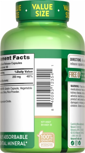 Nature's Truth Magnesium Glycinate Capsules Value Size Perspective: top