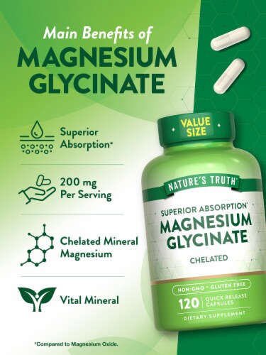 Nature's Truth Magnesium Glycinate Capsules Value Size Perspective: top
