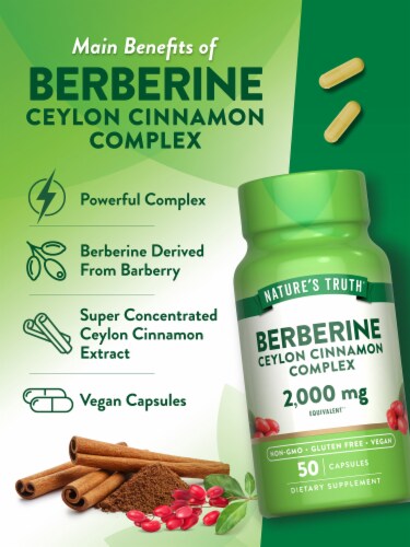 Nature’s Truth Berberine Complex w/ Ceylon Cinnamon 50 Capsules Perspective: top