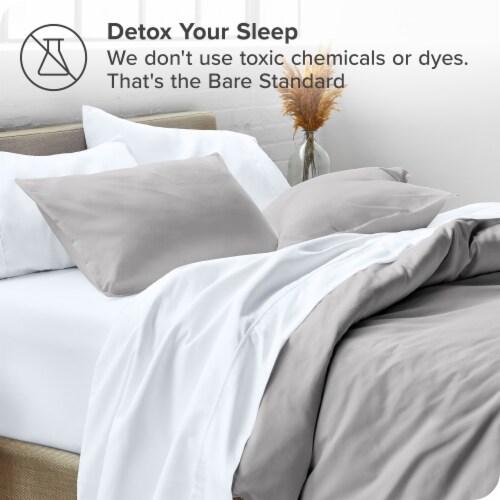 Bare Home Microfiber Pillow Sham Set - Light Grey, King Perspective: top