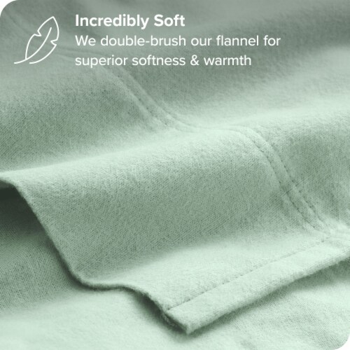 Bare Home Cotton Flannel Sheet Set - Mint, King Perspective: top