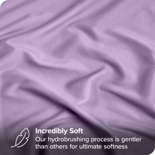 Bare Home Full Ultra-Soft Double Brushed Fitted Sheet - Lavender Perspective: top