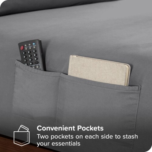 Bare Home Microfiber Dual-Pocket Fitted Sheet - Grey, Twin XL Perspective: top