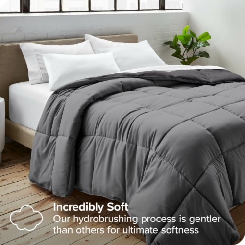 Bare Home Reversible Down Alternative Comforter - Grey/Forged Iron Grey, Full Perspective: top