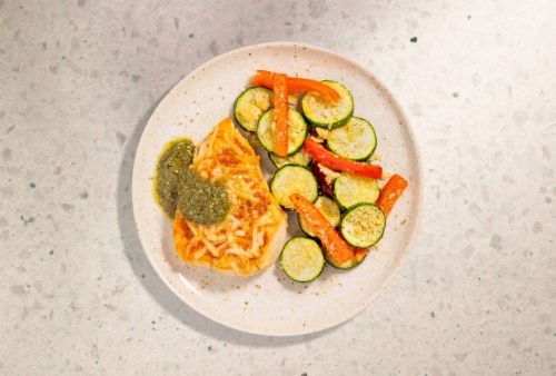 Home Chef® Oven Kit Margarita Chicken with Garlic Parmesan Zucchini Perspective: top
